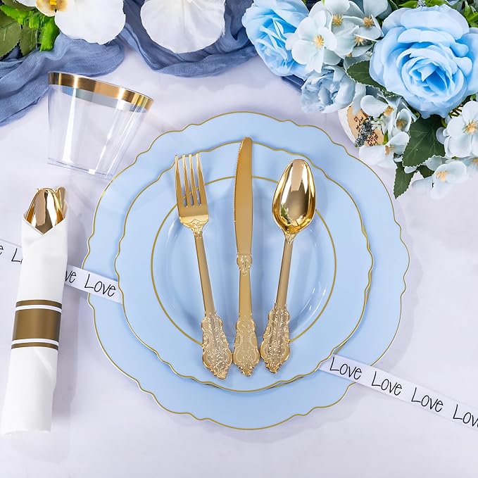 350PCS Blue Plastic Plates - Image 6