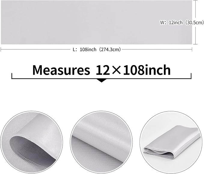 4-Pack Silver Satin Table Runner 12 x 108 Inch Long Bright and Smooth Silk - Image 3