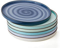 Sweese 10.5 Inch Porcelain Dinner Plates Set of 6, Gradient High Edge Dish Set by Sweese