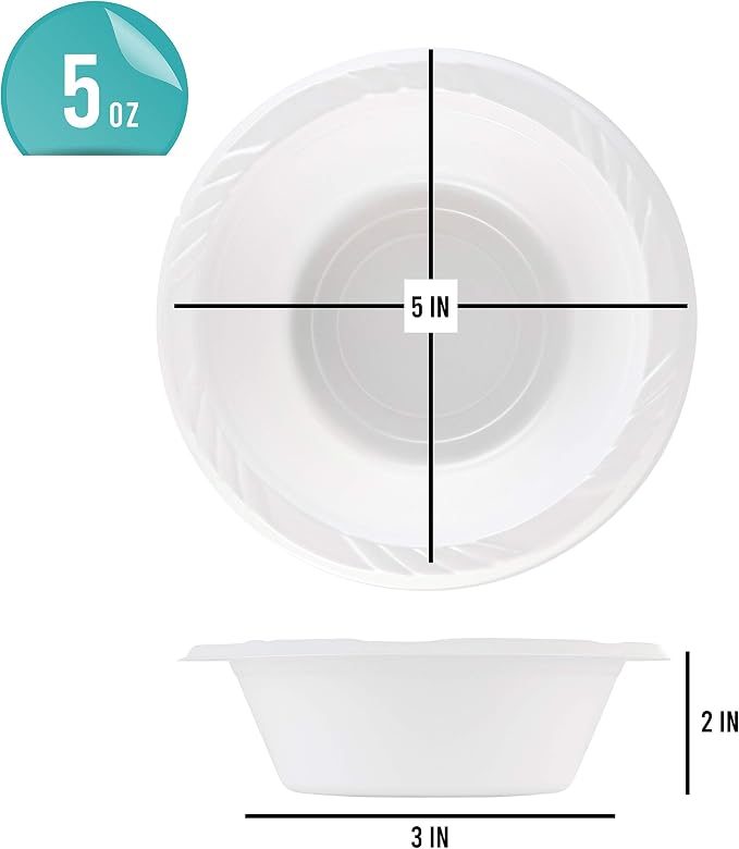 200 Count Disposable 5 ounce White Plastic Dessert Bowls - Image 2