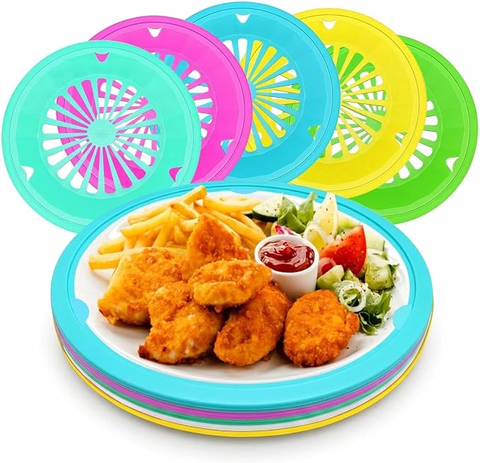 Paper Plate Holders, 10.5 In, 5 Colors, 20 Packs | Plate Holders Reusable Black by EBIGIC