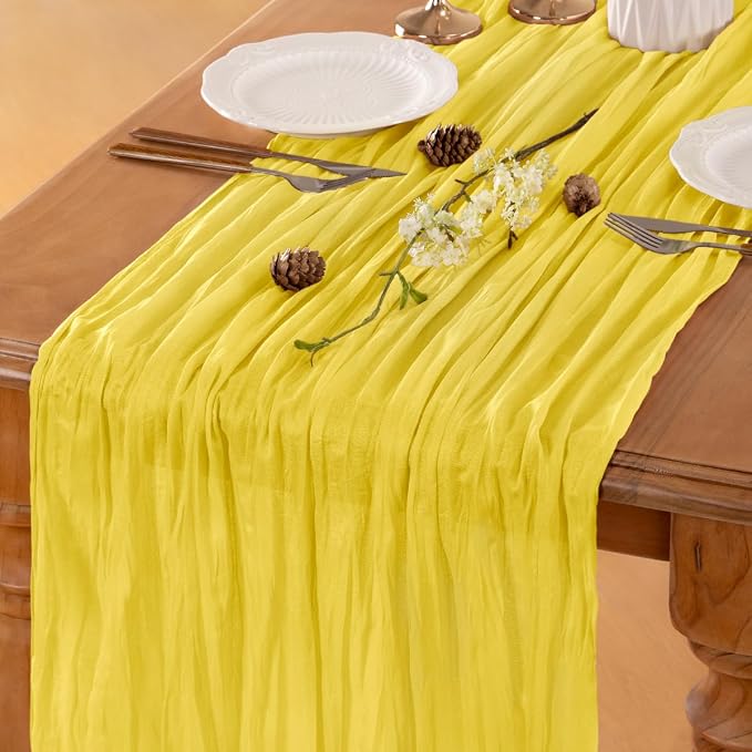 Yellow Cheesecloth Table Runner 120 Inches 10 Ft Gauze Table Runner | Summer - Image 5