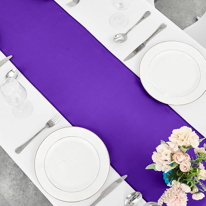 10-Pack Purple Satin Table Runner 12 x 108 Inch Long Bright and Smooth Silk - Image 4