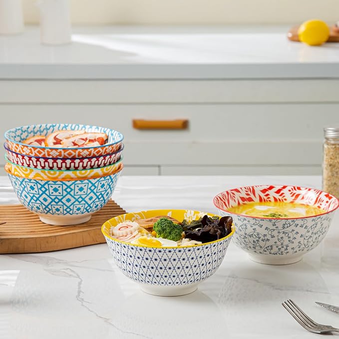 Ceramic Soup Bowls Set - 24 Oz Deep Cereal Bowl - 6 Inch Large Kitchen Dinner - Image 3