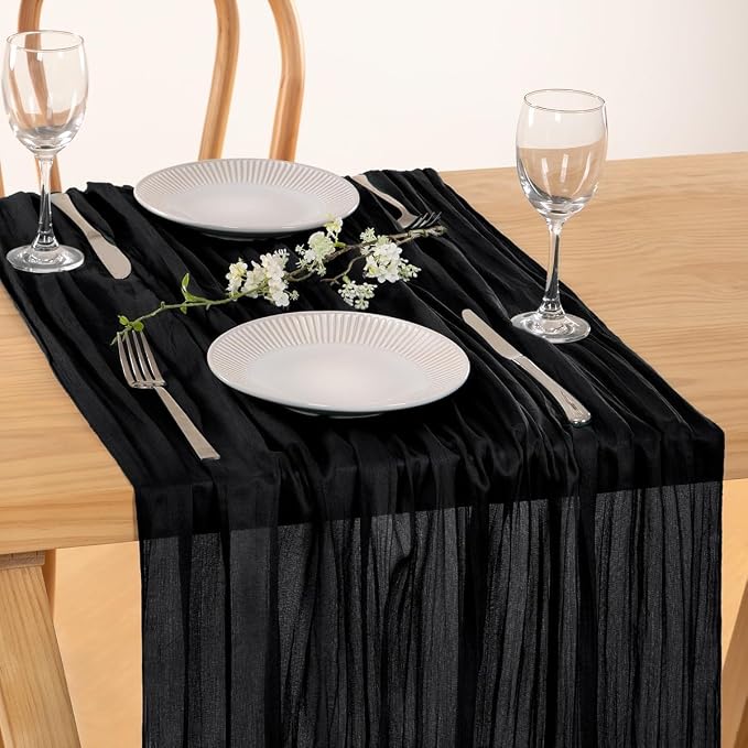 3 Pack Black Cheesecloth Table Runner 10ft Gothic Gauze Centerpiece | - Image 7