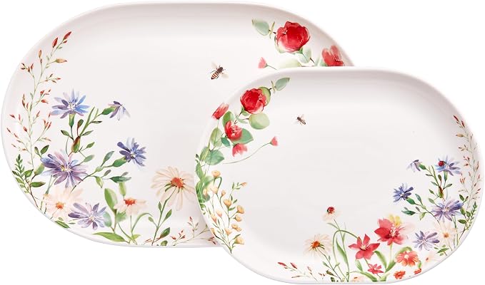 Bico Summer Provence 16 plus 12 inch Oval Platters Set, Microwave and by Bico