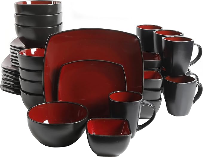 Gibson Elite Soho Lounge Square Reactive Glaze Stoneware Dinnerware Set by GibsonHomewares