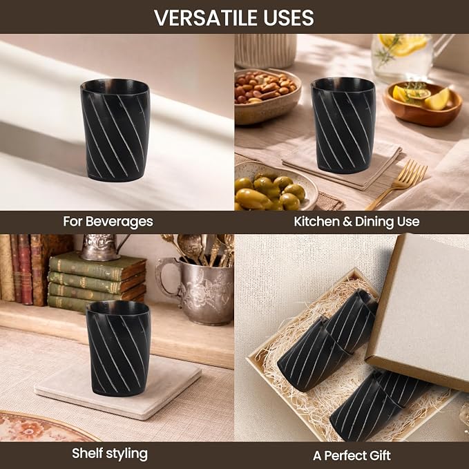 Handicrafts Home Viking Horn Shot Glasses Set of 4, Handmade Natural Ox Horn - Image 4