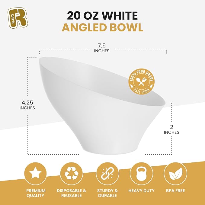 R-kay 6 Pack Angled White Candy Bowls - Image 4