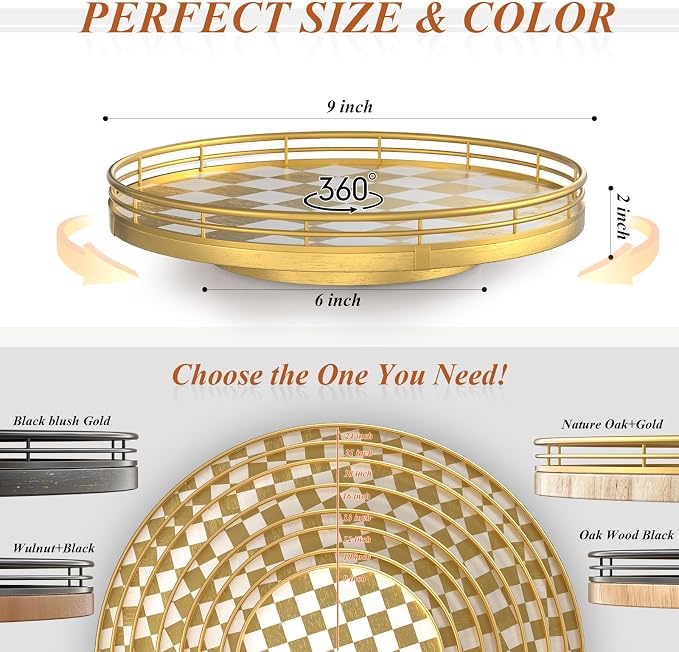 9-Inch Gold Lazy Susan Spice Organizer - Image 6
