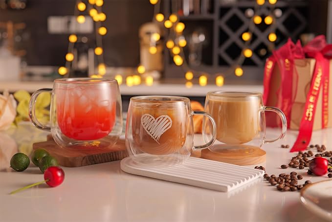 CNGLASS Double Walled Glass Coffee Mugs 10oz, Large Insulated Espresso Cups - Image 7