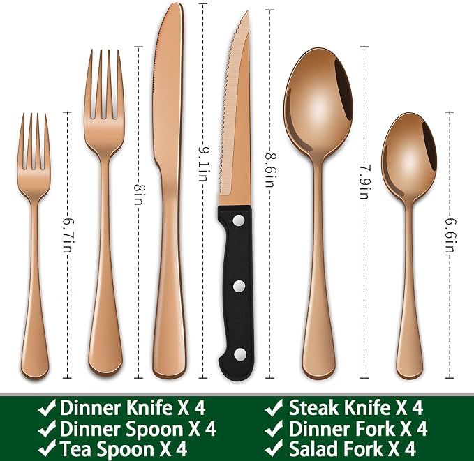 Rose Gold 24 PCS Flatware Sets - Image 2