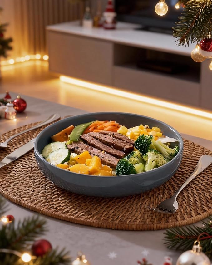 famiware Milkyway 33 oz Pasta Bowls Set of 4, Dark Gray | Scratch-Resistant - Image 5