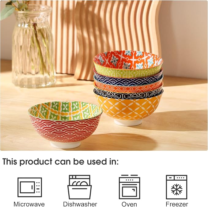 Metahom Dessert Bowls, Small Colorful Bowls 10 Oz, Ceramic Bowl Set - Image 4