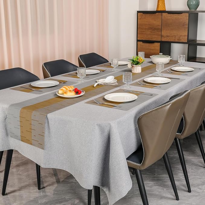 Table Runner 71 Inches Long, Vinyl Woven Farmhouse Table Runners | Washable - Image 6
