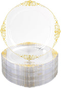 Nervure 100Pcs 10.25'' Clear Plastic Plates, Party Plates by Nervure