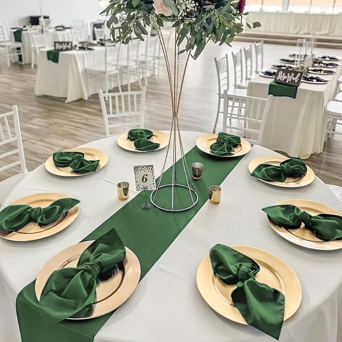 Forest Green Table Runners 16 Pack 12x108 inch Silk Satin Smooth Fabric | Satin - Image 7