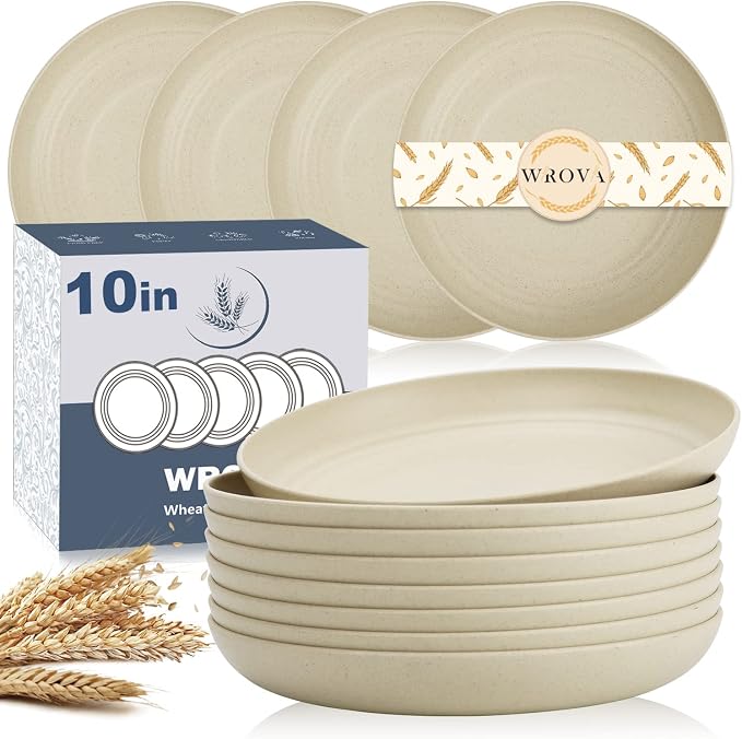 Wheat Straw Dinner Plates Set of 8 by WROVA