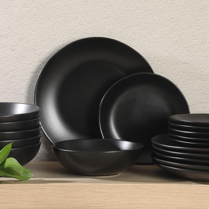 Gibson Home Bethel 18 Piece Plates and Bowls Ceramic Stoneware Organic Shape - Image 3