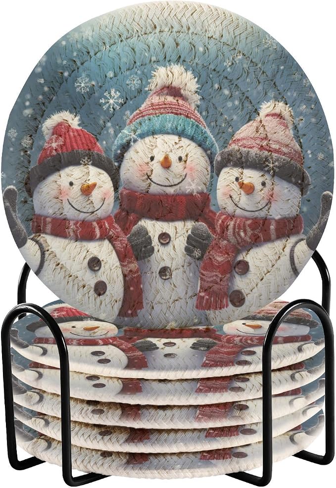 YETTASBIN Christmas Snowman 6 Pcs Drink Coasters by Unknown