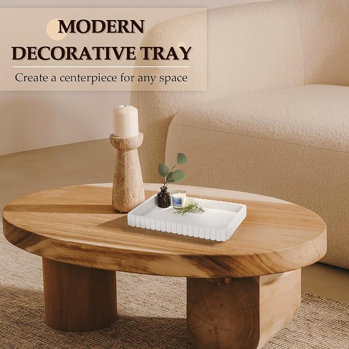 Rectangular Tray for Coffee Table Decor, Solid Concrete, Aesthetic Home Decor - Image 5