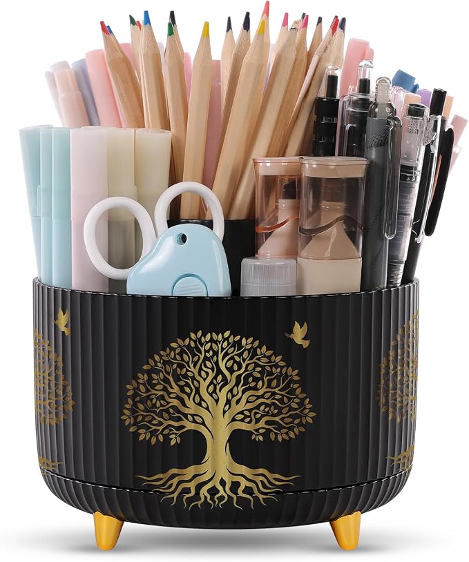SKYDUE 360 Degree Rotating Desk Organizer, Dual-Purpose Pencil Pen Holder by SKYDUE