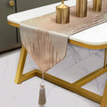 Luxury Champagne Table Runner 13 x 98 Inches Long, Modern Abstract Striped | by Fullony