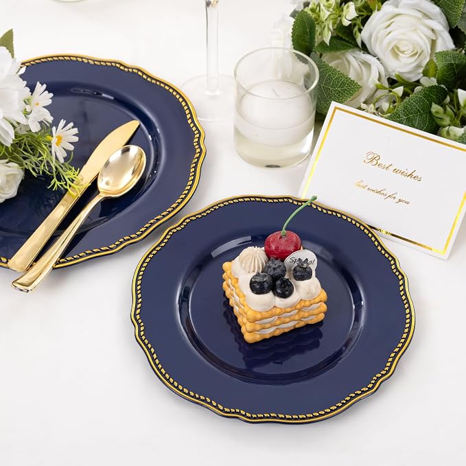 60pcs Blue Plastic Plates - Image 3