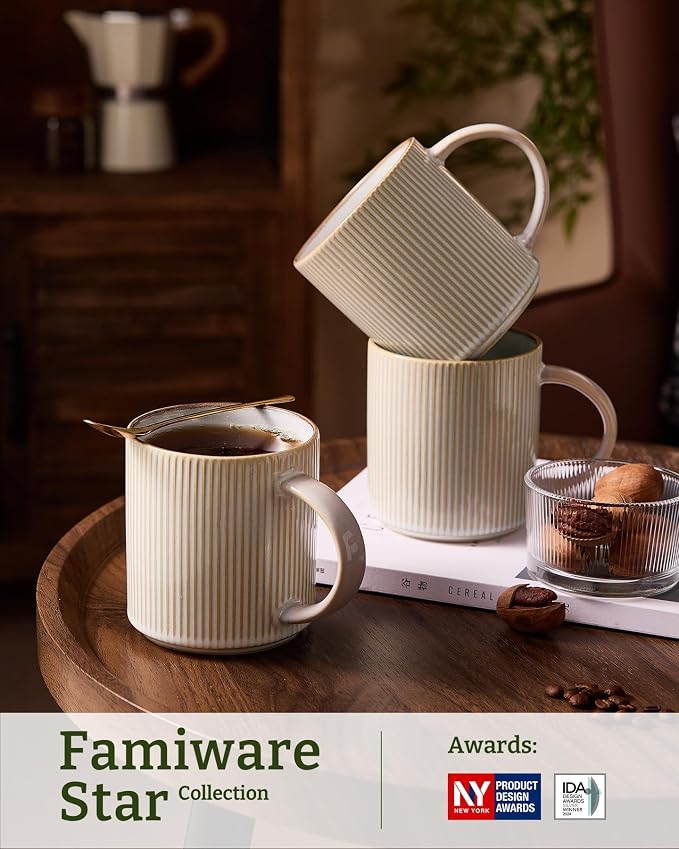 famiware Coffee Mug Set for 4, Star 16 oz Catering Mugs Cup Set - Image 3