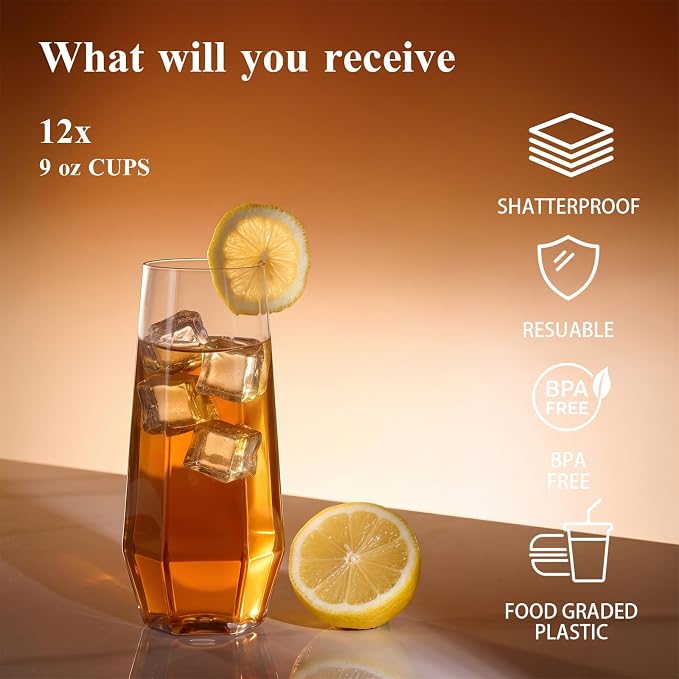 BESTSTAR 24 Pack Clear Plastic Wine Glasses Set, BPA-Free Shatterproof | 12 9 - Image 5