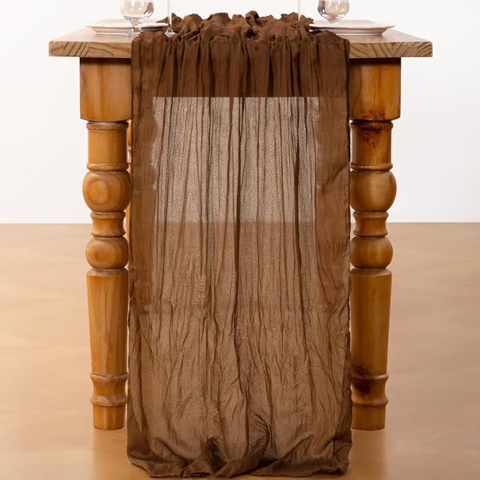 DeZerlor Brown Cheesecloth Table Runners 6 Pack Fall Runners | 120Inch Gauze - Image 4