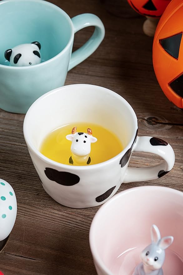 DIHOclub Cow Ceramic Cup Hidden 3D Animal Inside Mug, Cute Cartoon Handmade - Image 5