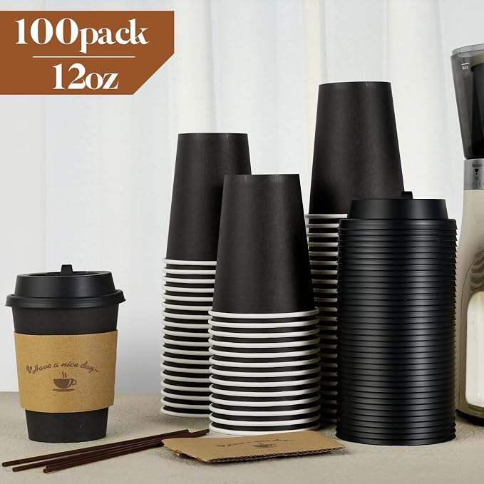 LITOPAK 100 Pack 12 oz Coffee Cups - Image 3