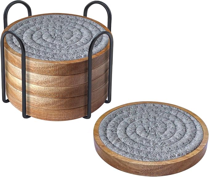Eykao 6 Pack Coasters for Drinks Absorbent, 4.3 inches Cute Coasters for Kitchen by Eykao