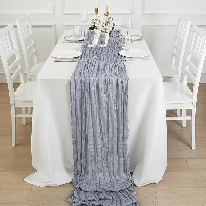 8 Pack Grey Cheesecloth Table Runner 120 Inch Boho Wedding Decor | Cheesecloth - Image 4