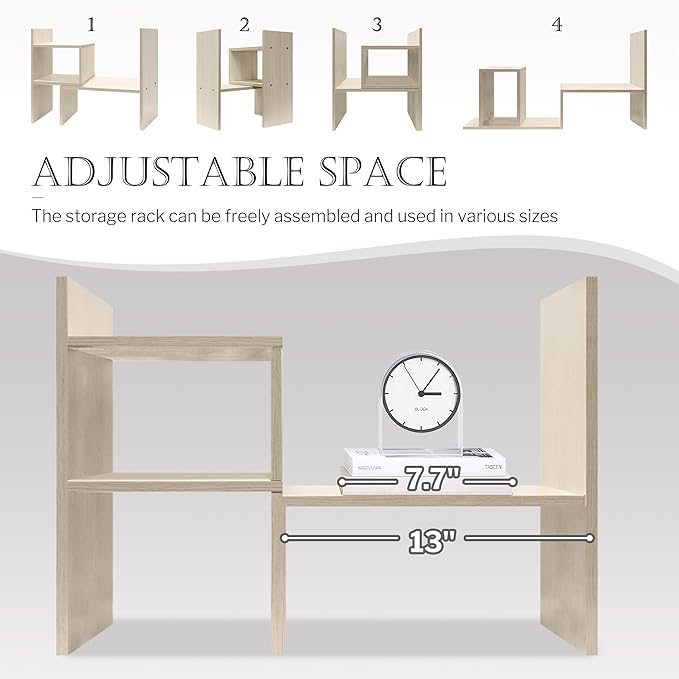 Jerry & Maggie Desktop Organizer Office Storage Rack Adjustable Wood Display - Image 5