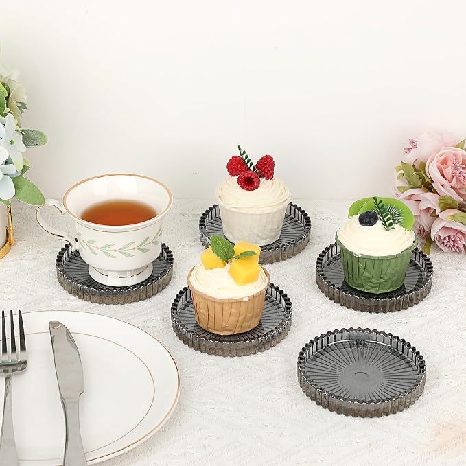 JUXYES Set of 5 Heat-Resistant Clear Glass Coaster - Image 8