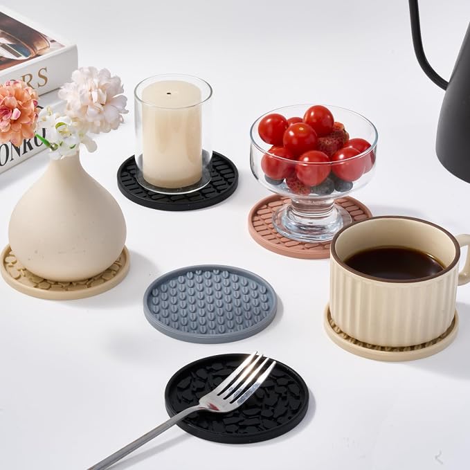 Soft, Shockproof & Safe – Unique 3‑Style Silicone Rubber Coasters Set - Image 6