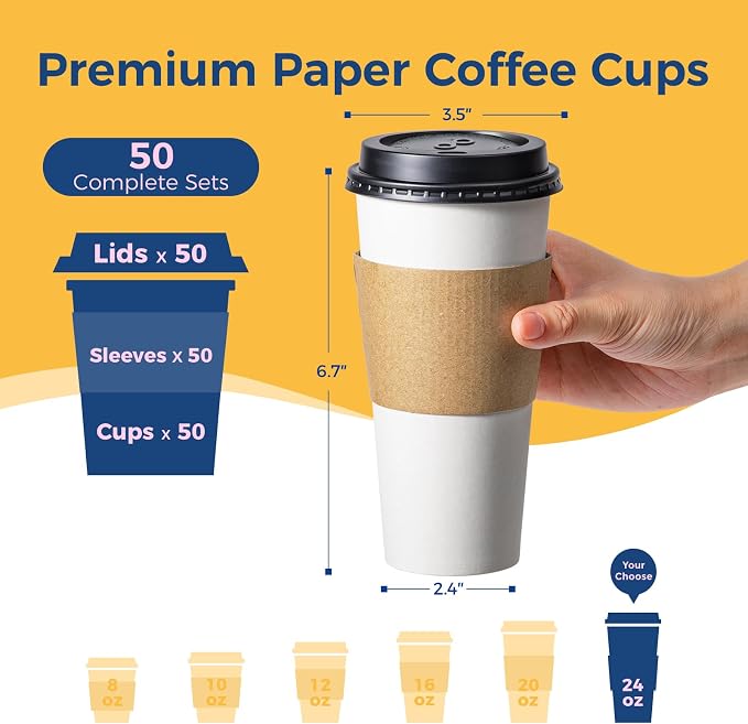 Fit Meal Prep 24 oz 50 Pack To Go Coffee Cups - Image 2