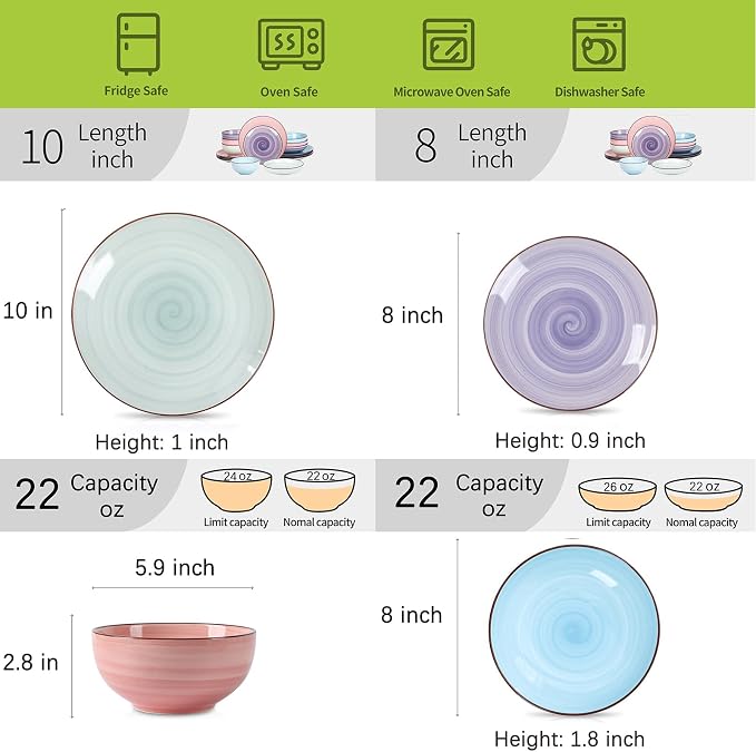 Selamica Ceramic 16-Pieces Dinnerware Set, Ceramic Dishes Set - Image 2