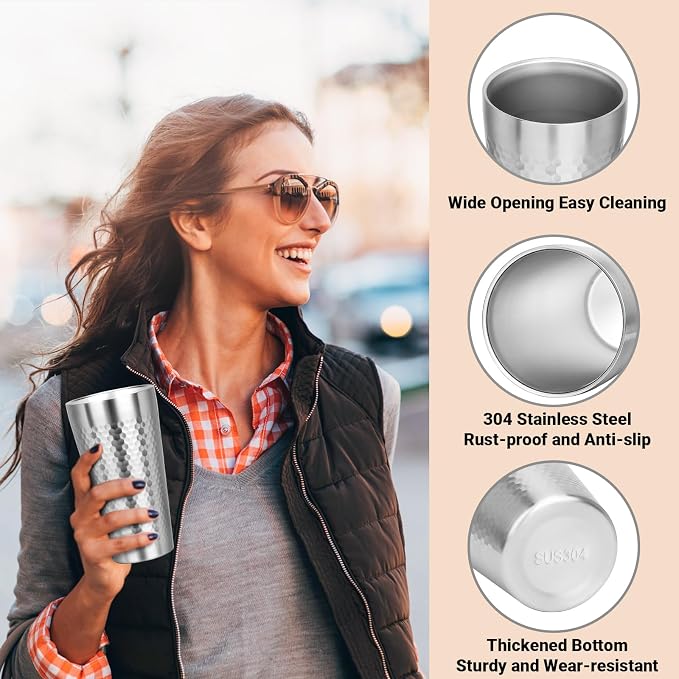Metal Cup, 19 oz Insulated Tumbler, 4 Pack Double Wall Unbreakable Stackable - Image 4