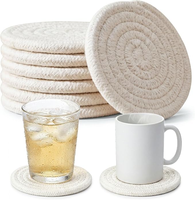 DomeStar Drink Coasters Set of 6, 3.5 Inch, Boho Furniture and Modern Farmhouse by DOMESTAR