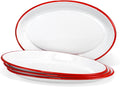 Red Co. Set of 4 Enamelware Metal Classic 13" Serving Oval Tray Platter by RedCo
