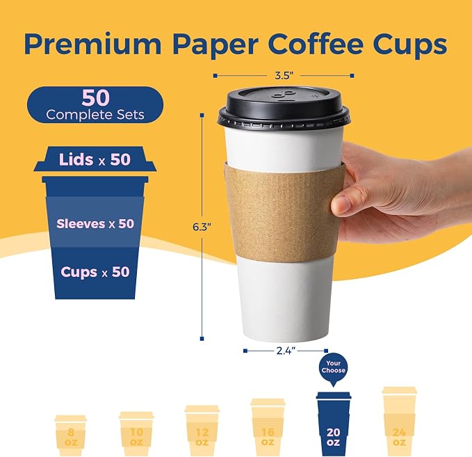 Fit Meal Prep 50 Pack 20 oz Disposable Coffee Cups - Image 2