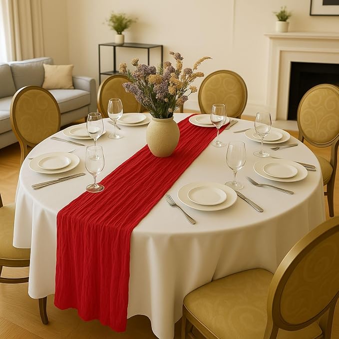 6 Pack 10FT Red Cheesecloth Table Runner 120 Inch Rustic Boho Gauze Cheese - Image 5