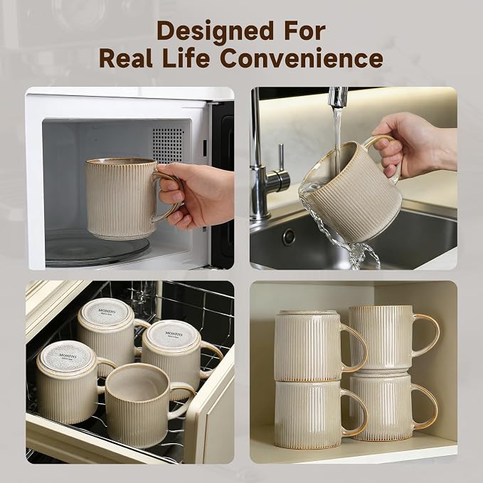 MONITO Coffee Mugs Set of 6, 16 oz Mugs Set, Ceramic Coffee Cups - Image 4