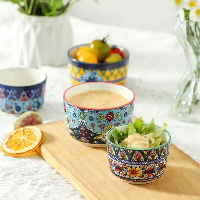 4 oz Ramekins Oven Safe Set of 6, Ceramic Sauce Cups, Bohemian | Ideal - Image 6