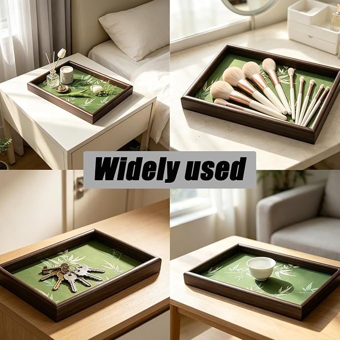 Bamboo Embroidered Decorative Tray 11.8 inch, Boho Catchall Tray, Nightstand - Image 5