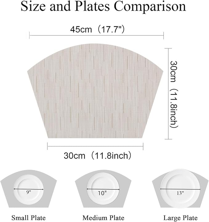 SHACOS Wedge Placemats for Small Round Table Set of 4 Woven Vinyl PVC Placemats - Image 4