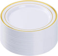BESTVIP 50Pcs Gold Plastic Plates, 10.25 Inch Disposable Party Plates | Heavy by Bestvip